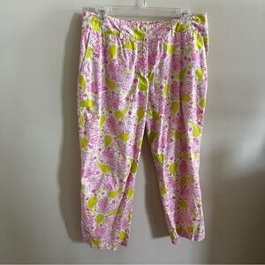 Lilly Pulitzer Vintage Capri Pants Blackjack Poker Tiger Sz 8‎ Lime Green Pink